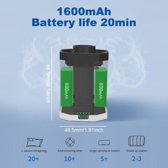 Pompa listrik untuk tas penyimpanan vakum, pompa udara isi ulang nirkabel, digunakan untuk memampatkan pakaian, selimut, dan koper.